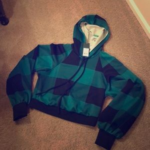 Target Mid-drift green and black checkered hoodie